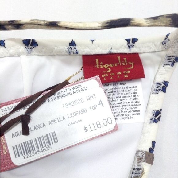 TIGERLILY Bikini Set White Auqa Blanca Leopard Amelia Bikini Swim Set New - Picture 5 of 10